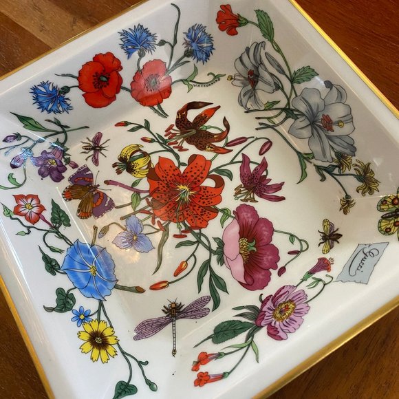 Vintage GUCCI Limoges Square Dish Ashtray Floral Rare - Picture 5 of 10
